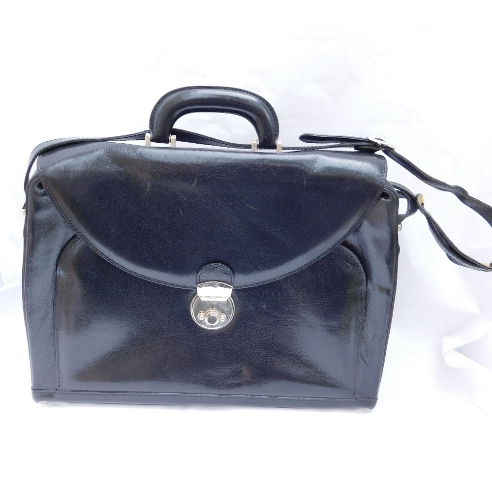 PRATESI ITALIAN LEATHER BRIEFCASE MESSENGER BAG